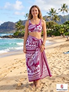Lightweight Anti-UV Breathable Polyester Printed Twill Short Sarong Pareo Custom Manufacturing Service for Women Beachwear - Product Image 5