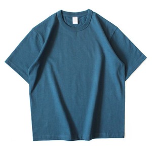 Camiseta de manga corta con cuello redondo para hombre, 100% algodón, corte holgado, estilo casual, tejido de punto, color liso, azul, anti-pilling - Product Image 1