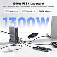 Station de charge de bureau multi-ports 1300W GaN4 avec écran numérique, 8PD140W+2PD100W+2QC30W, chargeur USB C rapide, adaptateur d'alimentation pour ordinateur portable
