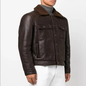Chaqueta de Piel de Oveja Marrón Natural de Moda, Chaquetas de Invierno Ecológicas al por Mayor, Chaquetas de Cuero para Hombre, Abrigos de Piel de Oveja de Alta Calidad - Product Image 2
