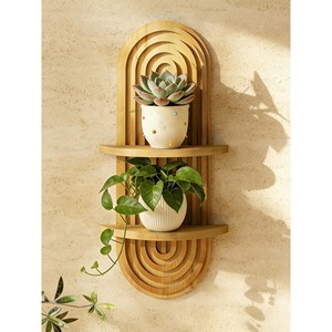 Estante Flotante de Pared Minimalista de Bambú para Plantas, Venta al Por Mayor - Product Image 4
