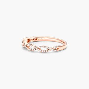 Anillo de Oro Amarillo de 14K con Hoja Infinita y Diamante Cultivado en Laboratorio - Product Image 6