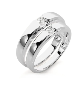 925 Sterling Silver Zircon Bezel Setting Solitaire Eternity Band Unisex <b>Couple</b> <b>Rings</b> - Product Image 2