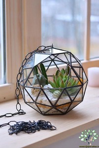 Terrarium de table en verre transparent géométrique en forme de pyramide avec couvercle pour plantes succulentes, plantes aériennes, mousse et fougères, noir - Product Image 2