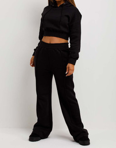 Women's <b>Black</b> High Waist Loose Fit Sweatpants With Side Pockets Elastic Waist Full Length Solid Color Autumn Casual Joggers - Product Image 4