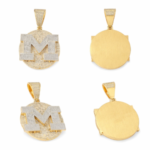 Pendentif personnalisé Tishya Diamond avec logo lettre, en argent sterling 925 et moissanite, disque rond de 2 pouces, style hip-hop pour soirée - Product Image 2