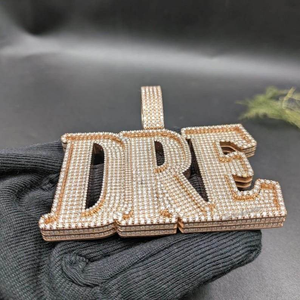 Pendentif en argent Moissanite avec lettre DRE, style Hip Hop, personnalisé avec nom, bijou de luxe unisexe, cadeau - Product Image 1