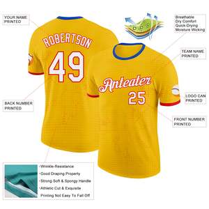 Última Tendencia en Camisetas de Béisbol Personalizadas, Amarillas, Sublimadas, de Poliéster Transpirable, Manga Corta, Unisex, para Adultos, con Nombre del Equipo 00, Cuello Redondo - Product Image 2