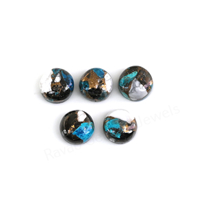 Turquesa Kingman Blanca Natural de Cobre, 12mm, Cabujón Redondo Liso de Alto Brillo para Joyería y Colgantes - Product Image 3