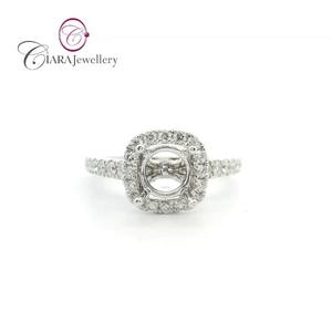 Moda 18K AU750 Classic Halo Blanco/Amarillo 1.00CT Forma redonda Anillo de diamante natural Montaje para bodas - Product Image 1