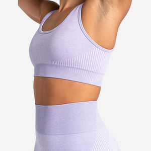 Conjunto Deportivo de 2 Piezas de Alta Calidad Personalizado para Gimnasio, Yoga, Running, Transpirable, Top Corto, Ropa de Verano, Sujetadores Deportivos para Mujer - Product Image 5