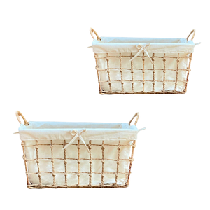 High-Quality Natural Water Hyacinth Seagrass Rattan Bamboo <b>STORAGE</b> <b>BASKET</b> with Frame and Cotton Liner <b>Storage</b> Organizer - Product Image 1