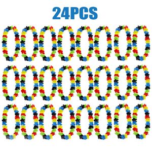 24 colliers de fleurs tropicales hawaïennes colorés pour la fête de rentrée scolaire, la fête des enseignants, les fournitures de remise de diplômes, la plage - Product Image 2