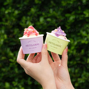 Gobelets à yaourt jetables à double paroi en gros avec couvercles – Gobelets en papier écologiques et recyclables pour crème glacée et yaourt – Vente en gros - Product Image 2