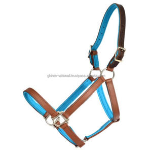 Qualité supérieure Confortable Bleu Rembourré Tan Marron Deux Tons En Cuir Véritable cheval licou dans toutes les tailles personnalisées - Product Image 6