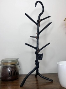 Luxury Mug Tree Metal Iron Wood Coffee Cup Holder <b>Rack</b> Stand <b>Kitchen</b> Countertop Storage Organizer Black Leaf Hanging storage Use - Product Image 6