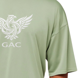 เสื้อยืดโอเวอร์ไซส์สีเขียวทะเลสำหรับผู้ชาย ทรงหลวม ไหล่ตก ลายพิมพ์ สไตล์ฮิปฮอป แขนสั้น เหมาะกับหน้าร้อน ผ้าฝ้าย 100% - Product Image 3