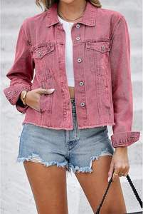 Venta al por mayor OEM: Chaqueta vaquera de mezclilla para mujer, nueva moda, lavada, venta directa de fábrica, mejor precio, color y logotipo personalizados. - Product Image 2