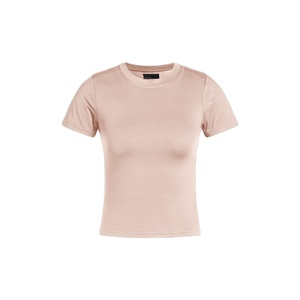Tops de mujer de color sólido, ropa de calle de estilo redondo, cuello redondo, manga corta, tela de algodón, camiseta transpirable, proveedor de Bangladesh - Product Image 4