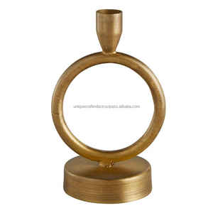 Portavelas antiguo Acabado de oro mate Soporte de vela de mesa de alta calidad Decoración de hogar y hotel Portavelas de metal - Product Image 4