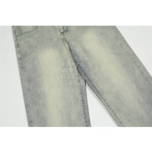 กางเกงยีนส์ทรงตรงคลาสสิกสำหรับใส่ในชีวิตประจำวัน ผ้าเนื้อแข็งแรง ทนทาน กางเกงผู้ชายแบบฟอกสี - Product Image 3