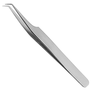 Pince à épiler professionnelle en acier inoxydable à 45 degrés pour extensions de cils, pointe fine courbée pour une isolation précise des cils, préhension et placement. - Product Image 1