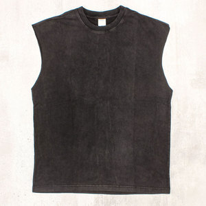 Débardeur de sport pour homme de haute qualité, personnalisable, 100% coton, rétro, délavé à l'acide, col rond, sans couture, séchage rapide, décontracté - Product Image 4