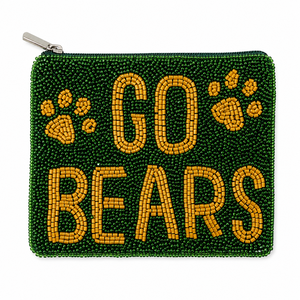 กระเป๋าใส่เหรียญลูกปัดแก้ว GO BEARS งานแฮนด์เมดสุดหรู กระเป๋าซิปสำหรับแฟนกีฬา ของขวัญวันแข่งขันสำหรับนักศึกษา รับผลิตแบบ OEM ODM ขายส่ง - Product Image 3