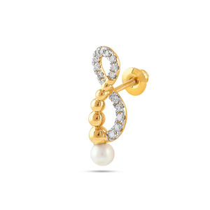 Golden White Stone <b>Infinity</b> Drop <b>Earrings</b> - Product Image 2