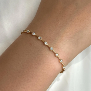 14K Yellow Gold 1.80ct E Color VS Clarity Lab Grown Diamond Bracelet Women Fine Jewelry Dainty Bar Chain Tennis Bracelet - Product Image 6