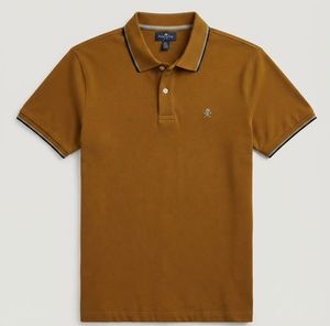 Chemise homme en piqué de coton à manches courtes, coupe classique, bordure contrastante, style preppy, motif, logo frontal, écologique, 220g - Product Image 2