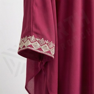 Nouvelle robe longue en mousseline de soie Kaftan Abaya musulmane, ensemble deux pièces, taille plus, polyester, tailles personnalisables, vêtements modestes - Product Image 5