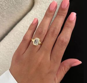3.0 CT <b>Emerald</b> Cut Lab Grown Diamond Bezel Engagement <b>Ring</b> Modern Solitaire Bridal <b>Ring</b> 14K Gold IGI Certified Elegant Proposal - Product Image 6