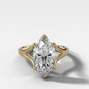 Anillo de Compromiso de Oro de 14k y Plata 925 con Diamante Cultivado en Laboratorio de Corte Marquesa de 3.00ct, Solitario Escultural, Banda Nupcial, Fabricación al por Mayor - Product Image 1