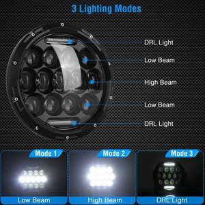 2 Faros Delanteros LED Redondos de 7 Pulgadas y 75 W con Halo DRL de 3800 LM, Luz Alta y Baja para Jeep Wrangler TJ JK CJ H4 H13 Adap - Product Image 2