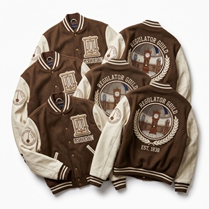 OEM Custom Varsity Letterman Jacket Wool Leather Sleeves Papermakers Guild Mill Embroidery Pulp Beat Patch <b>Maroon</b> <b>Coat</b> - Product Image 6