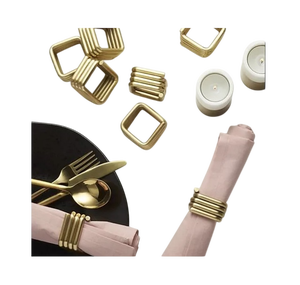 Standard Shape Brass Napkin Rings Hollow Design 4.5cm Width Durable Finish Wedding <b>Table</b> Decoration Accessory Napkin Ring - Product Image 6