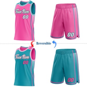 Ensemble uniforme de basketball réversible de qualité supérieure pour équipe, maillot et short athlétiques haut de gamme, fabricant de vêtements de sport OEM ODM - Product Image 2