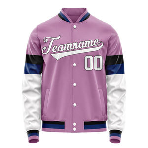 Men's Purple Color Block Baseball Jacket Full Sleeve Zipper Closure Breathable Polyester Regular Fit All Seasons Wear - Product Image 3