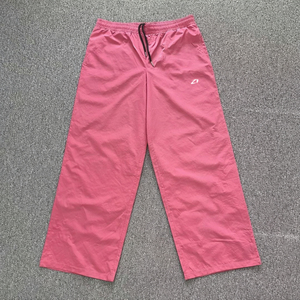 Lightweight Pink Nylon Wide Leg Pants Men Relaxed Fit Casual <b>Trousers</b> Elastic Waist Minimal Streetwear OEM Bulk Supply - Product Image 2