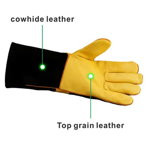 Winter Thickened Driver's Gloves Cowhide Fleece Wear-resistant Heat-resistant Full Cuff Hand Protection Labor Protection Gloves - Product Image 4