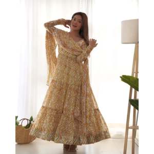Beautiful Modest Wedding Anarkali Gown with Pent and Dupatta for Parties and Special Occasions - Product Image 6