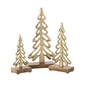 Adorno minimalista en forma de árbol, dorado y pulido, con base de madera, de aluminio, para regalo, decoración navideña. - Product Image 6