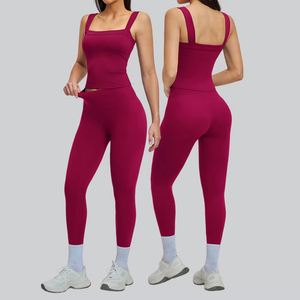 Conjunto Deportivo de Verano para Mujer, 2 Piezas, Traje de Yoga, Ropa Deportiva para Gimnasio, Secado Rápido, Bra Deportivo sin Mangas, Conjunto de Yoga - Product Image 1
