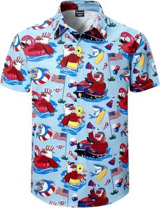 Camisa Floral de Verano para Hombre, Manga Corta, Estampado Tropical Hawaiano, Casual de Playa, con Botones, Colorida, para Vacaciones - Product Image 2