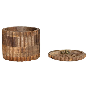 Hot Sale round Mango Wood Craft Natural Antique <b>Wooden</b> Display <b>Box</b> with Pleated <b>Lid</b> for Decor Treasure Keepsake or Wall Signs - Product Image 3