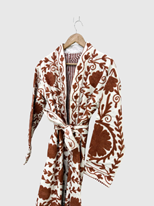 Chaqueta de Terciopelo con Bordado Floral, Cuello Mandarín, Manga Larga, Estilo Prairie Chic, Talla Grande, Ropa de Invierno para Mujer - Product Image 3