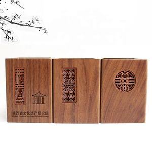 Porte-stylos créatif multifonctionnel en bois, pot à pinceaux, cadeau personnalisé avec LOGO, boîte à stylos carrée en bois jaune, bambou - Product Image 4