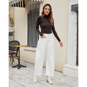 2025 pantalones vaqueros holgados de cintura alta con costura lateral para mujer, pantalones vaqueros holgados de moda, transpirables, estilo barril, piernas - Product Image 6