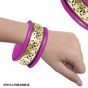 Elegant 3-Piece Magenta and <b>Gold</b> Filigree <b>Bangle</b> <b>Set</b> Handcrafted Ethnic Fashion Jewelry for Women and Girls - Product Image 3